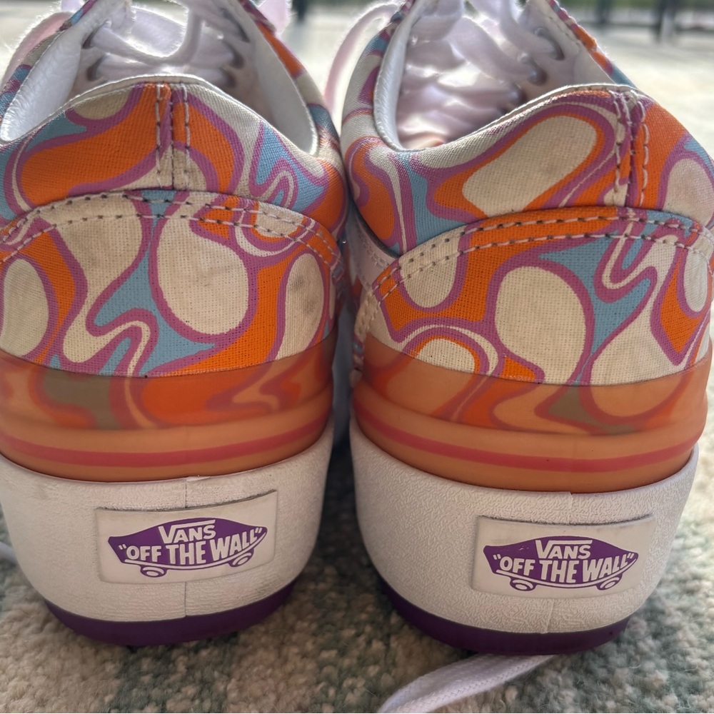 Vans Old Skool Stacked UV Peace Orange & White Platform Shoes - Picture 6 of 13